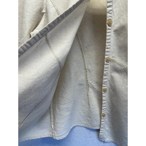 CJ Banks Linen Blend Women 2X Tunic Button Up Top Cream EUC - Picture 4 of 9
